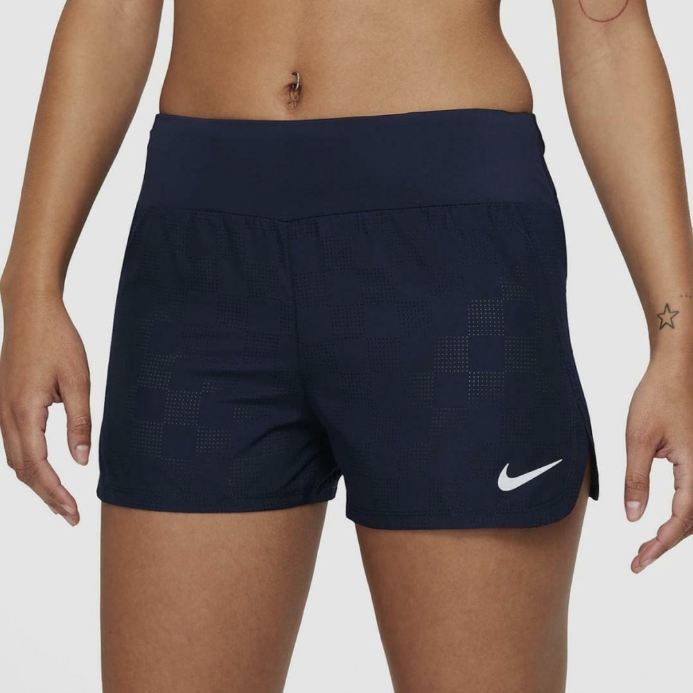 NEW Nike Dri-Fit Women's Crew Perforated 3" Black Reflective Running Shorts - S